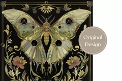 Vintage Moth Tumbler Wrap Design, Mystical Tumbler PNG Product Image 2