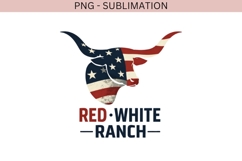 Red White Ranch PNG Sublimation | Patriotic Western Cow Skul Product Image 2