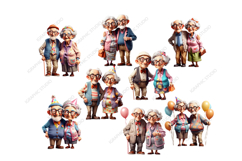 Grandparents clipart,Birthday Png, Old Couple clipart Product Image 2