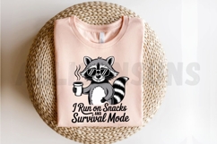 Cartoon Raccoon With Coffee And Sunglasses Runs On Snacks Product Image 2