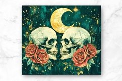 Skull And Flowers 20oz Skinny Tumbler Sublimation Design. Product Image 2