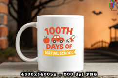 100th Days of Virtual School Sublimation Design Product Image 3