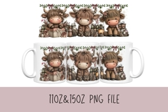 11oz, 15oz Christmas Mug Coffee PNG Sublimation, Cute Cow Product Image 1