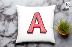 Pink Floral Letter A Clipart Sublimation PNG Product Image 2