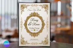 Elegant Gold Floral Wedding Invitation Canva Template Product Image 1