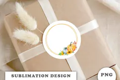 Watercolor Autumn Pumpkins Gold Frame png Product Image 2