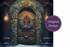 Christmas Door Tumbler Wrap Design, Christmas Sublimation Product Image 2
