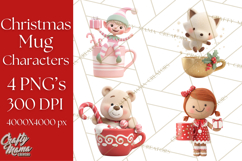 Christmas Characters in Mugs PNG Clipart Product Image 1