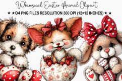 Whimsical Easter Animal Clipart Watercolor Easter Bunny PNG Product Image 1
