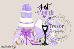 Purple Just Married Wedding PNG Bride Clipart Design Product Image 1