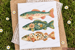 Vintage Fish Bundle PNG Design | Floral Trout Fishing Sublim Product Image 6