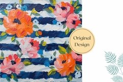 Watercolor Flowers Pillow Case Design, Stripes Pillow Design Product Image 2