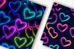 Neon Glowing Hearts Digital Paper Product Image 2