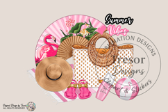 Summer beach illustration, beach vacation, pink tropical PNG Product Image 1
