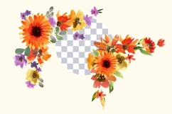 Fall Floral Watercolor Clipart. PNG Autumn Corners Product Image 2