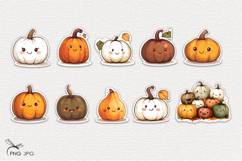 Halloween Pumpkin Stickers Kawaii - 30 Variations Product Image 1