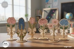 Flowers Pen Holder Laser Cut Bundle | Glowforge | SVG Product Image 2