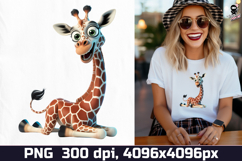 Crazy Giraffe PNG, Funny Animals Sublimation design Product Image 4