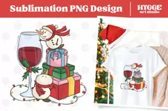 Christmas Snowmen Sublimation | Christmas PNG | Red Wine PNG Product Image 1