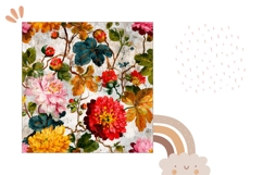 Wooden Pillow Design, Vintage Peony Pillow Case PNG Product Image 2