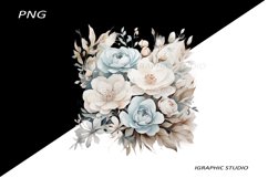 Blue and Rose gold FlowersPNG, Bouquet PNG Product Image 1