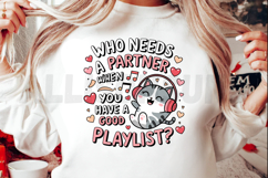 Cat Wearing Headphones Good Playlist Cute Illustration Product Image 2