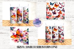Watercolor Butterflies 20 OZ Tumbler Sublimation Design PNG Product Image 2