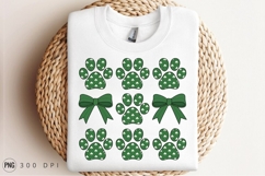 St Patricks Day Dog Paw Prints And Bows Sublimation PNG Product Image 3