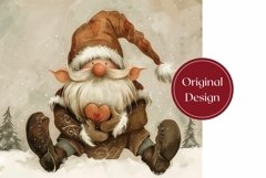 Christmas Gnome Tumbler Wrap, Watercolor Christmas Tumbler Product Image 2