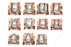 Mediterranean Bathroom Clipart, Shabby Chic, Product Image 2