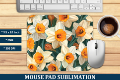 Daffodil Flower Pattern Mouse Pad | Mouse Pad Sublimation Product Image 1