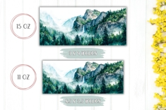 Watercolor Mountains Mug Design, Waterfall Mug Template Product Image 2