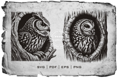 Owl Silhouette Woodcut Style Vector Illustration Product Image 3