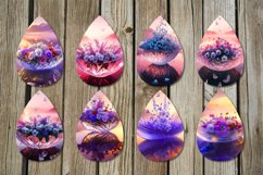 Fantasy sunset | 8 sublimation Teardrop Earring designs Product Image 2