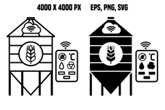 Smart Grain Silo Storage Icons Product Image 1