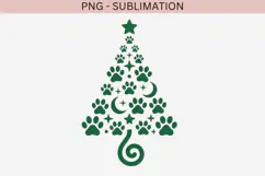 Paw print Christmas tree png design for T-shirts Product Image 2