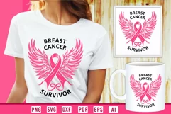 Breast Cancer Survivor SVG I Cancer Ribbon With Wing Product Image 2
