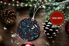 Floral Christmas Gift Tag, Embroidery Christmas Ornament PNG Product Image 2
