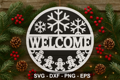 Welcome Christmas Round Sign SVG | Gingerbread Cut File Product Image 2