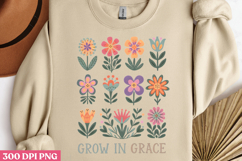 Grow In Grace PNG, Wildflowers Sublimation Product Image 1