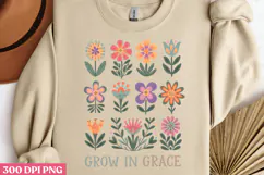 Grow In Grace PNG, Wildflowers Sublimation Product Image 1