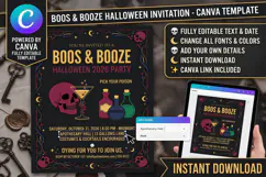 Boos & Booze Adult Halloween Party Canva Invitation Template Product Image 1
