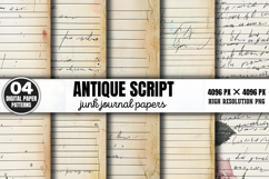 Antique Script Junk Journal Papers PNG Product Image 1