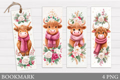 Christmas Cow Bookmark. Christmas Bookmark Printable Product Image 1