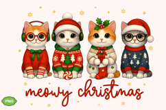 Cute Christmas Cats Wall Art PNG, Christmas Cat PNG, Meowy Product Image 1