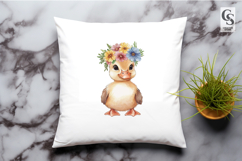 Watercolor Duckling Flower Crown Clipart Sublimation PNG Product Image 2