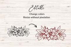 Hand Drawn Christmas Poinsettia Floral Arrangement SVG Product Image 2