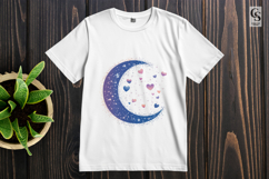 Golden and Pastel Crescent Moon Clipart Sublimation PNG Product Image 2