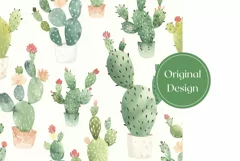 Cactus Tumbler Wrap Design, Watercolor Plants Tumbler PNG Product Image 2