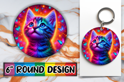 Blissful Keychain Circle PNG Style, Cat Product Image 1